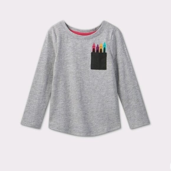 Cat & Jack Long Sleeve Crayon Pocket Tee - Picture 1 of 2